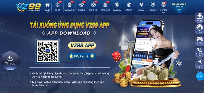 Tải app VZ99- quét mã tải app